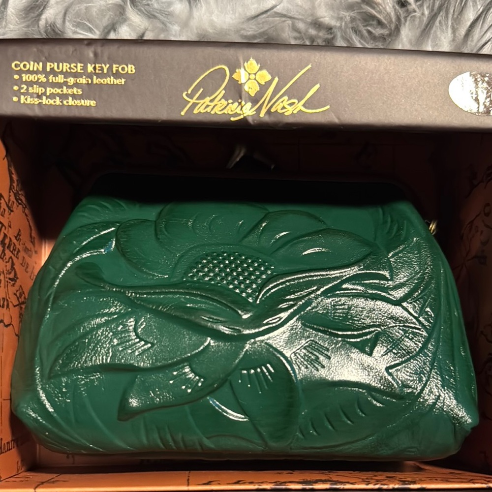 Patricia Nash Green Leather Coin Purse